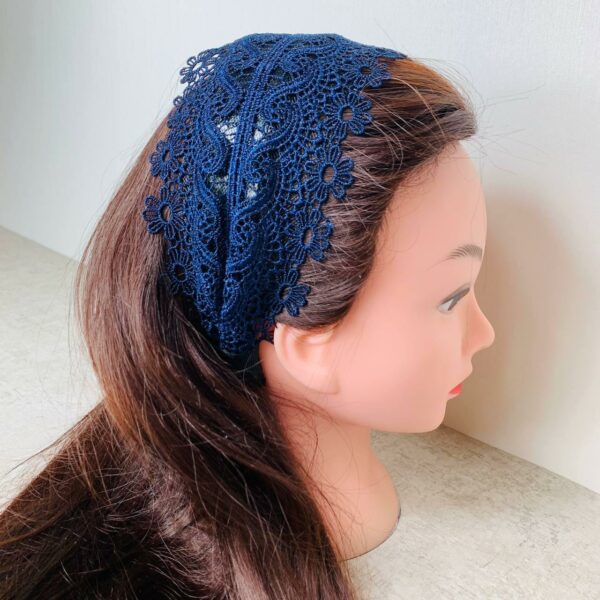Haarreifen Spitze breit navyblau